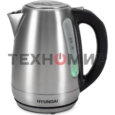 Чайник электрический Hyundai HYK-S8408 1.7 л, 2200 Вт, серебристый матовый/черный (корпус: нержавеющая сталь)