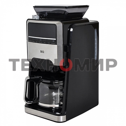 Кофеварка капельная со встроенной кофемолкой BQ CM3002 черный-стальной, исп. кофе - зерновой/молотый, 1.5 л, 1400 Вт