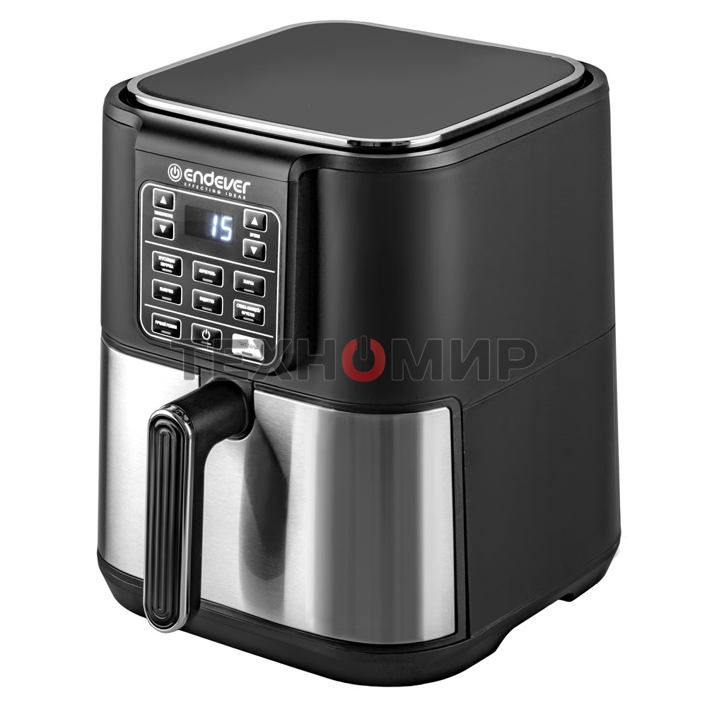 Аэрогриль Endever Skyline AF-130, черный/стальной, мощность 1800 Вт, объем 6 л, 7 авторежимов, температура 40-200 С, 1 шт/уп.