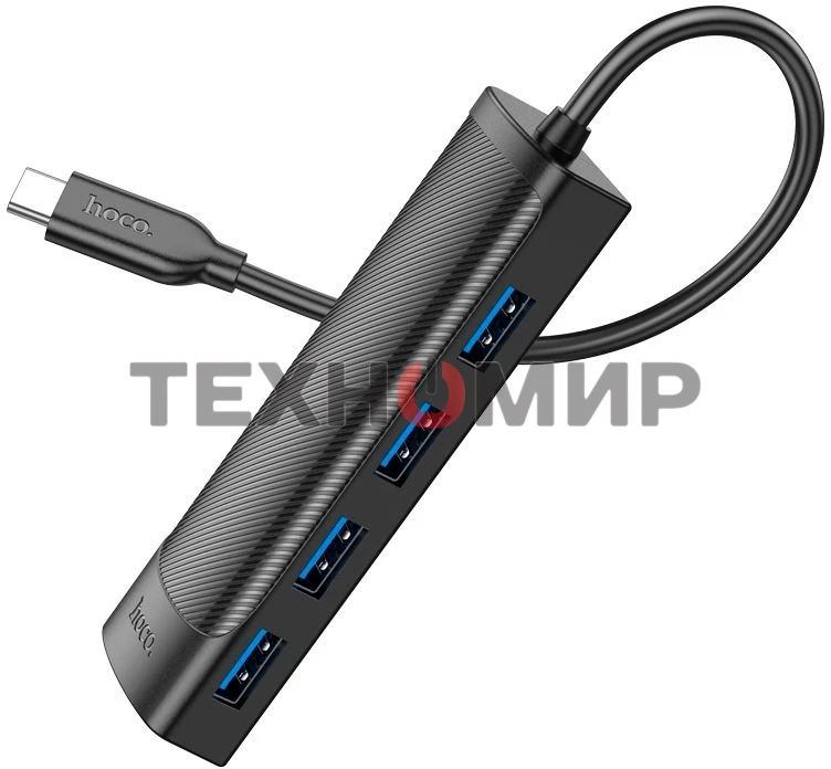 Разветвитель USB-C Hoco HB41 Type-C 4порт. черный