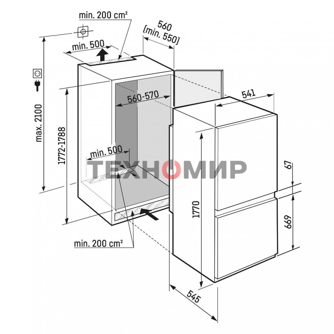 Холодильник Liebherr Pure ICSf 5103-22 001 белый двухкамерный 182/80л морозилка снизу, ручное