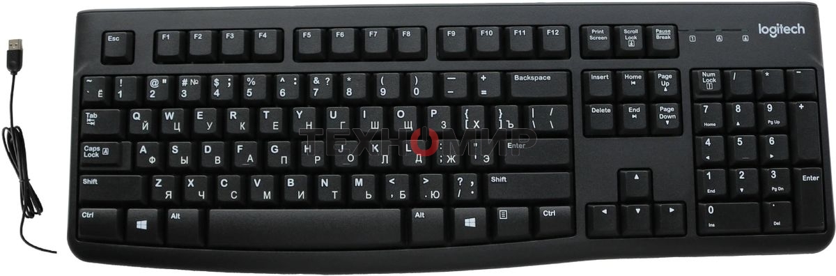Клавиатура проводная Logitech K120 for business, USB черный (неоригинальная гравировка)