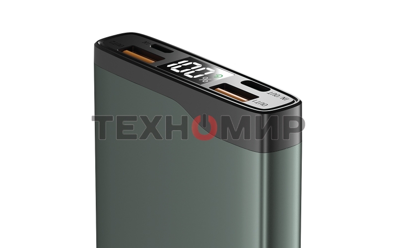 Портативный аккумулятор OLMIO QL-10, 10000mAh, 22.5W, QuickCharge3.0/PowerDelivery, LCD, серый