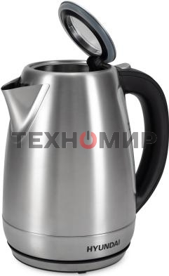 Чайник электрический Hyundai HYK-S8408 1.7 л, 2200 Вт, серебристый матовый/черный (корпус: нержавеющая сталь)