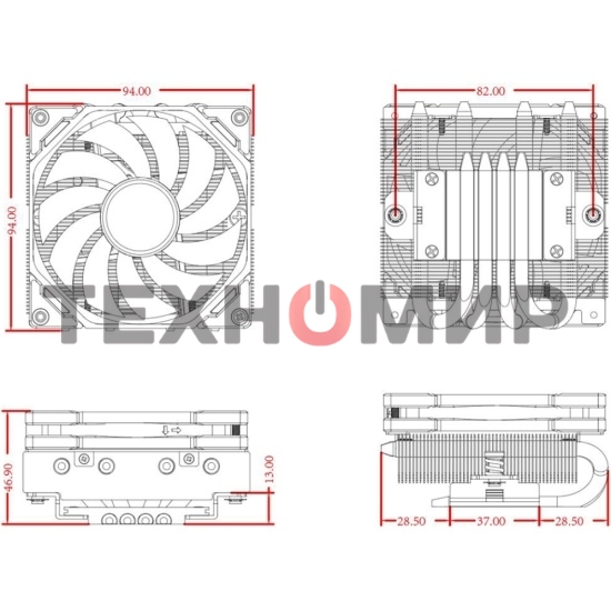 Кулер для процессора ID-COOLING IS-40-XT черный 92мм алюминий/медь 2800rpm 35.2db 4-pin 95W 47мм