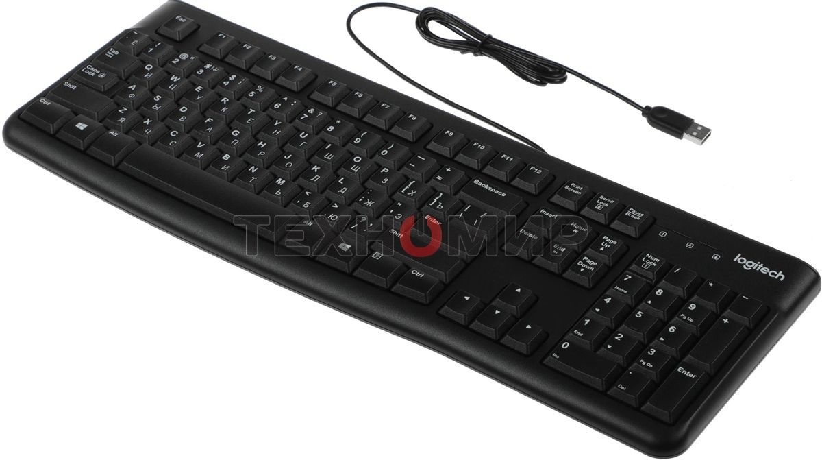 Клавиатура проводная Logitech K120 for business, USB черный (неоригинальная гравировка)