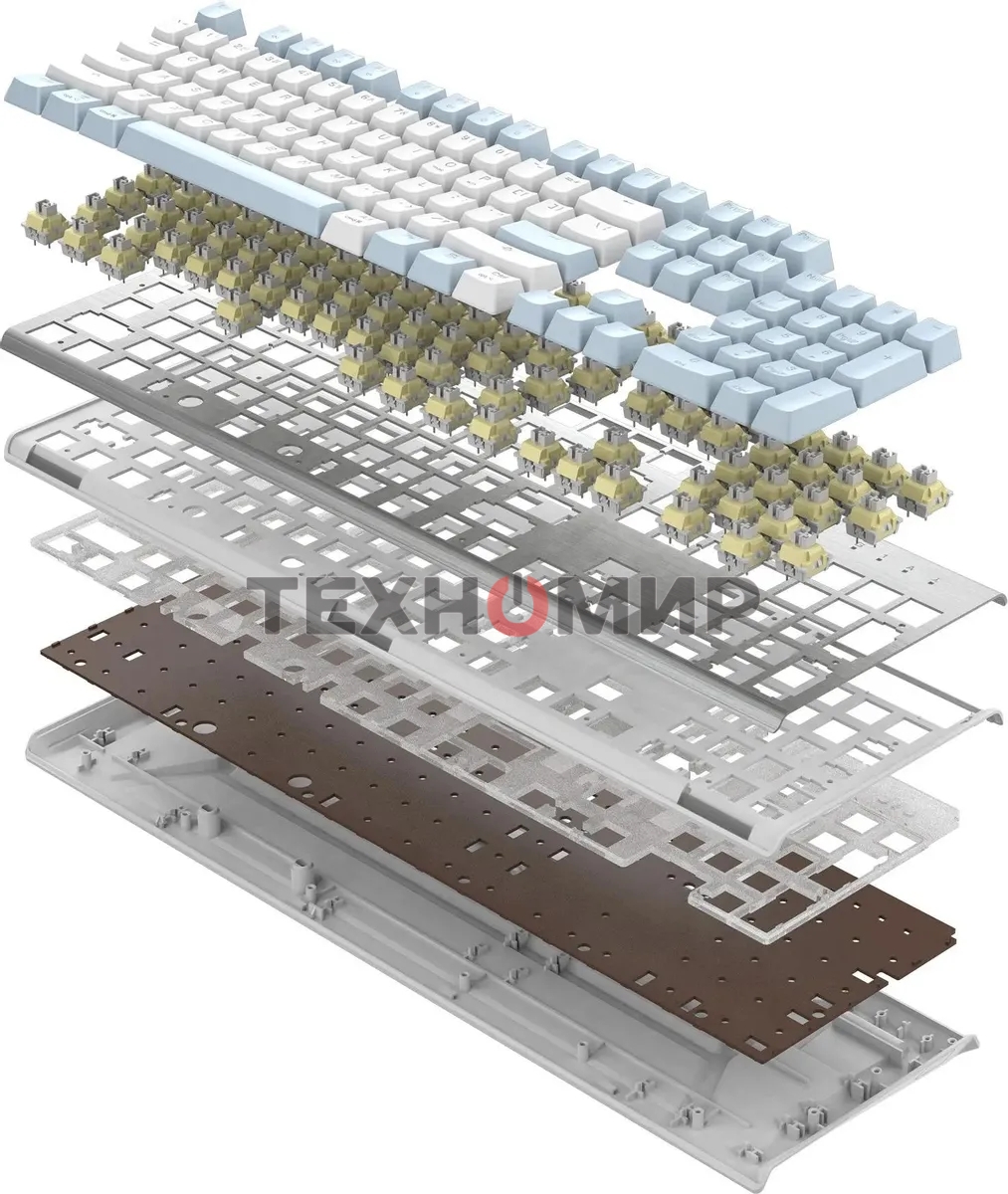 Клавиатура проводная A4Tech Fstyler FS100 Neon, USB, синий/белый