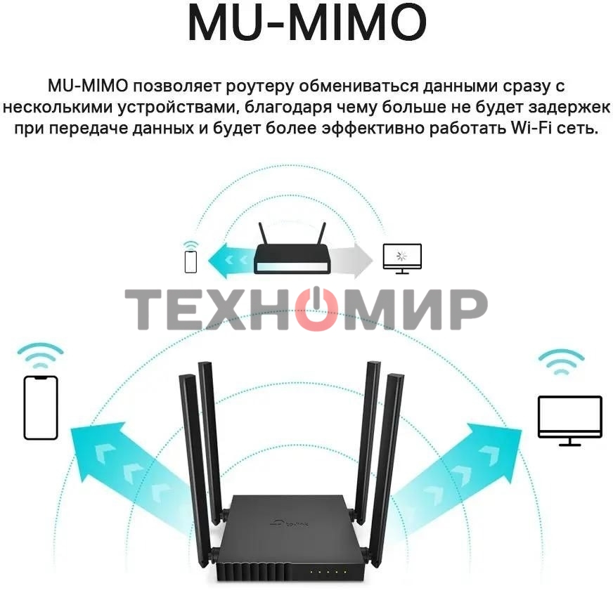 Роутер беспроводной TP-Link Archer C54 AC1200 10/100BASE-TX черный