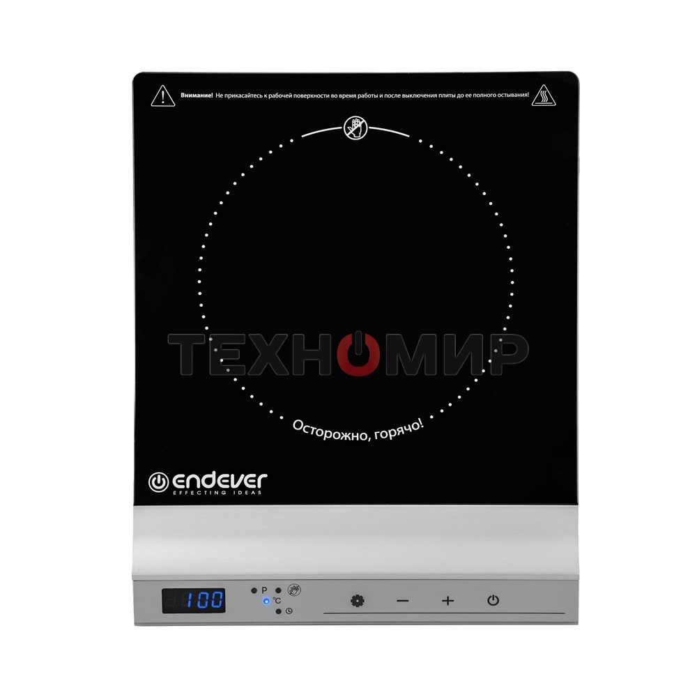 Плитка электрическая со стеклокерамической поверхностью Endever Skyline DP-71, черный/серебристый, мощность 2000 Вт, 10 уровней мощности, 5 шт/уп