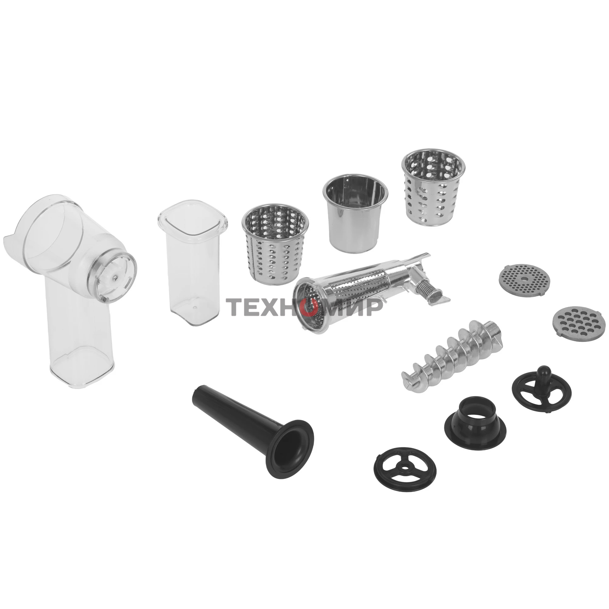 Мясорубка электрическая Renova MG260-R1BP черный, 2600 Вт, 2.5 кг/мин, реверс, защита от перегрузки, металлический лоток, насадки - 7