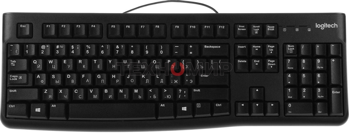 Клавиатура проводная Logitech K120 for business, USB черный (неоригинальная гравировка)