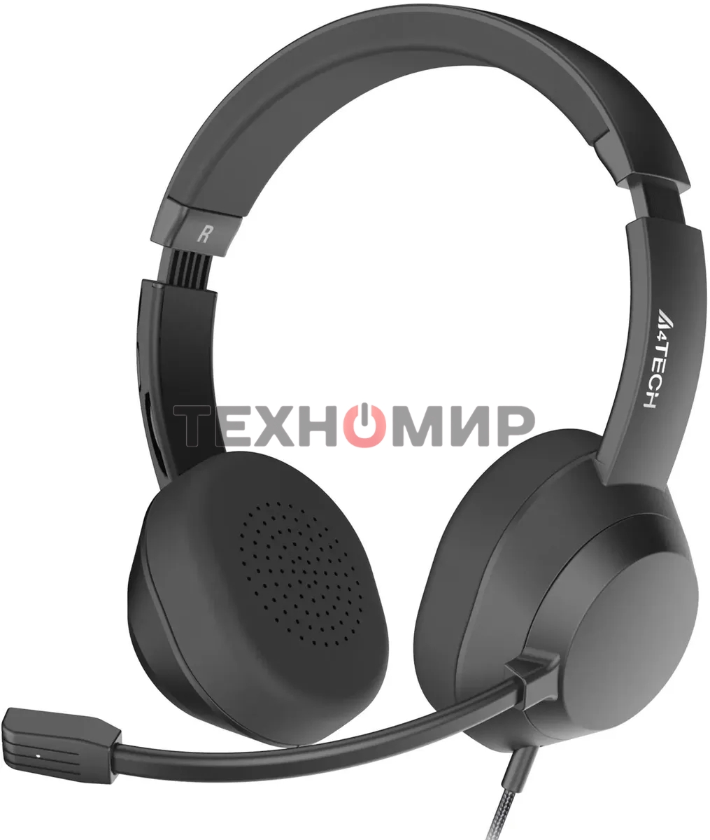 Гарнитура проводная с микрофоном A4Tech Fstyler FH150U черный 2м накладные USB оголовье (FH150U BLACK)