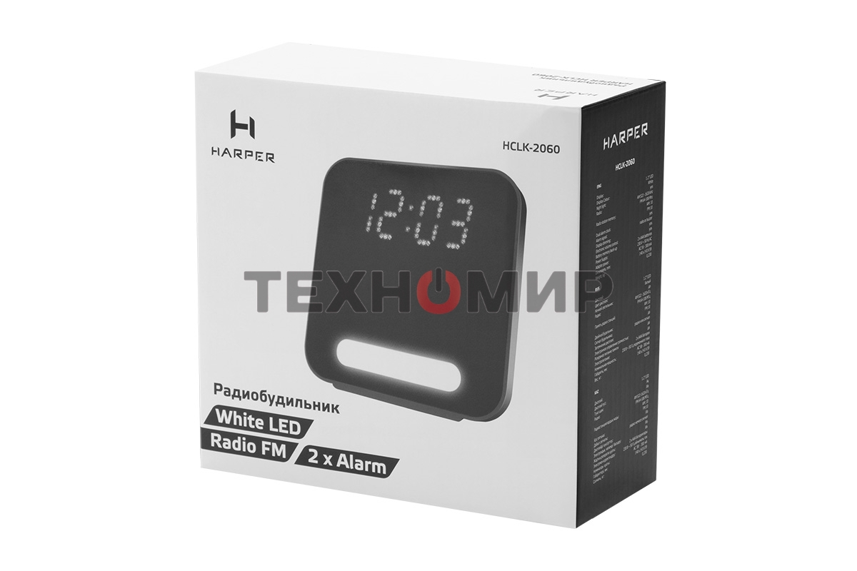 Радиобудильник Harper HCLK-2060 черный - белый led