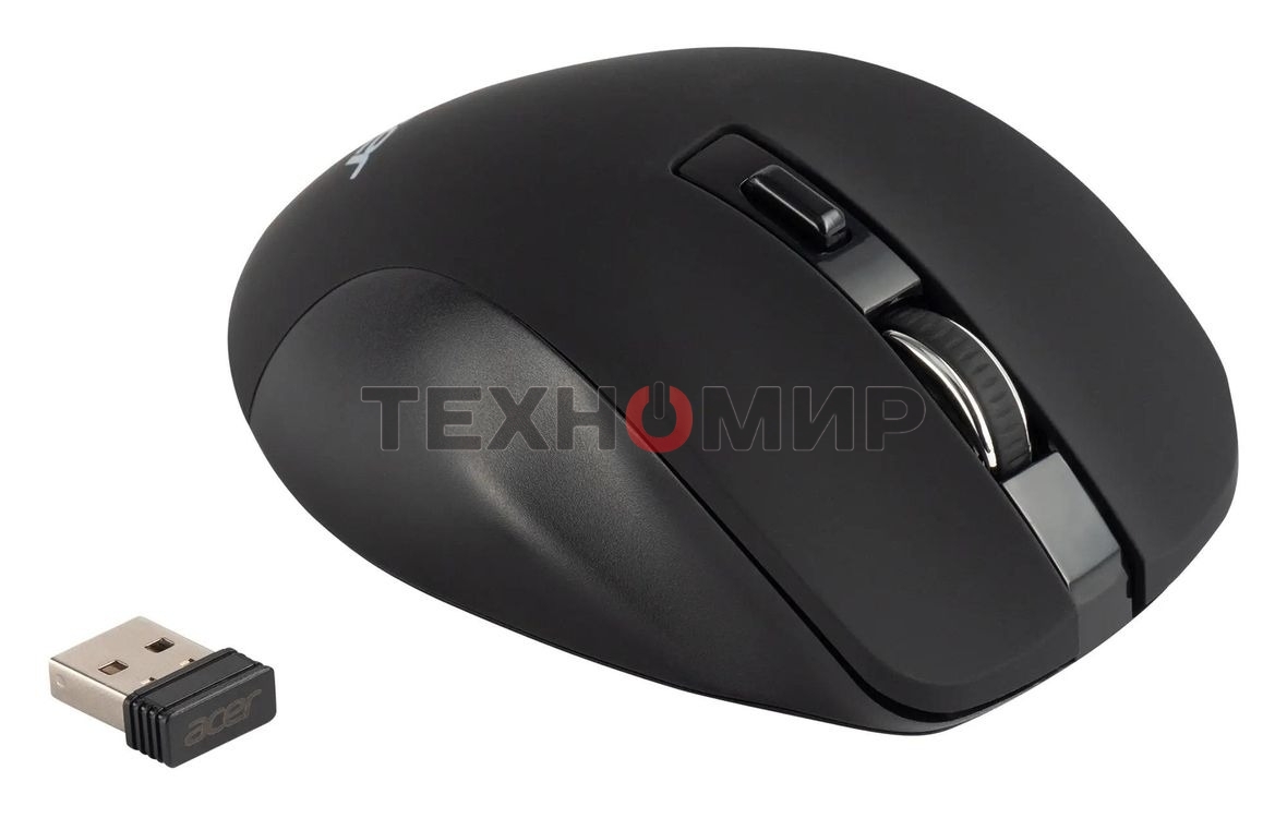 Мышь беспроводная Acer OMR140 черный, 1600 dpi, радиоканал, USB, кнопки - 6