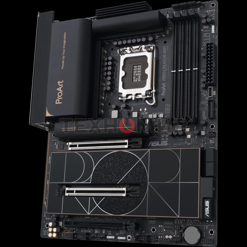 Материнская плата ASUS ProArt Z890-CREATOR WIFI, LGA 1851, Intel Z890, 4xDDR5, 4xSATA, 5xM.2, 2xPCIe 5.0 x16, 1xPCIe 4.0 x16, 1xHDMI, 1xDP, 1x 10Gb LAN, 1x 2.5Gb LAN, 2xUSB-C 10Gbps, 6xUSB-A 10Gbps, 1xUSB-A 2.0, 7.1, ATX