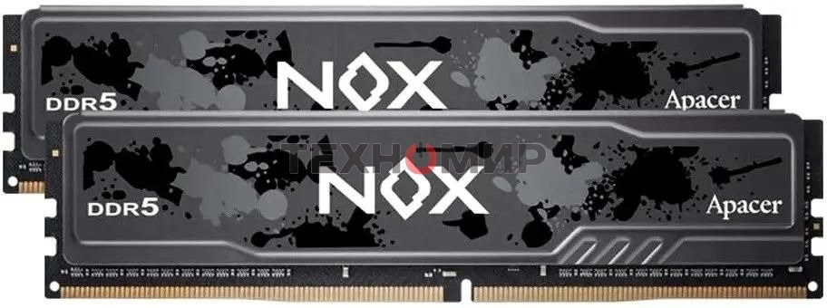 Оперативная память Apacer Nox, DDR5, 32Gb (2x16Gb), 5200MHz, CL40, DIMM, радиатор, серый/черный