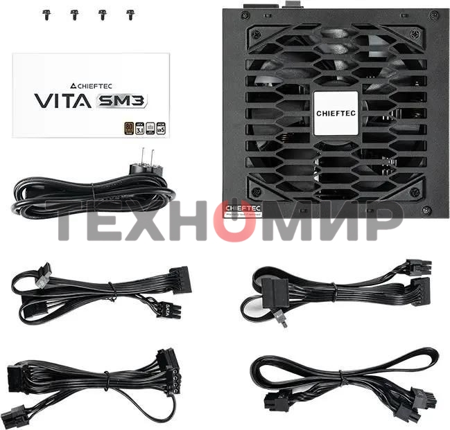 Блок питания Chieftec Vita SM3 BPX-850-C (ATX 3.1, 850W, 80 PLUS BRONZE, Active PFC, 120мм fan, Semi-modular Cable Management) Retail