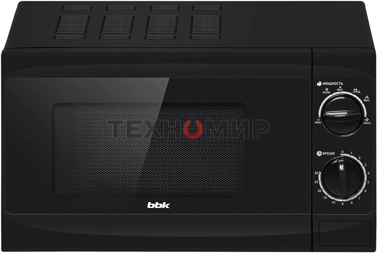 Микроволновая печь BBK 20MWS-706M/B черный, 20 л, 700 Вт, переключатели - поворотный механизм