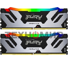 Оперативная память Kingston Fury Renegade, DDR5, 96Gb (2x48Gb), 6400MHz, CL32, DIMM, с радиатором, RGb, серебристый