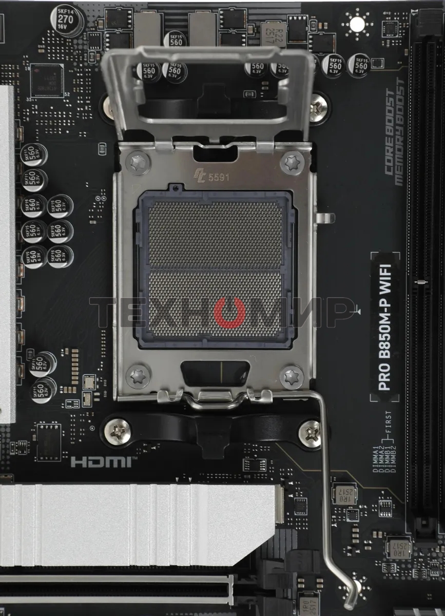 Материнская плата MSI PRO B850M-P WIFI, AM5, AMD B850, 4xDDR5, 4xSATA, 3xM.2, 1xPCIe 5.0 x16, 1xPCIe 4.0 x4, 2xPCIe 3.0 x1, 1xHDMI, 2xUSB-C 10Gbps, 1xUSB-A 5Gbps, 1xUSB-A 10Gbps, 4xUSB-A 2.0, 2x3.5 мм, S/PDIF, 1x5Gb LAN, Wi-Fi 7, Bluetooth 5.4, 7.1, mATX