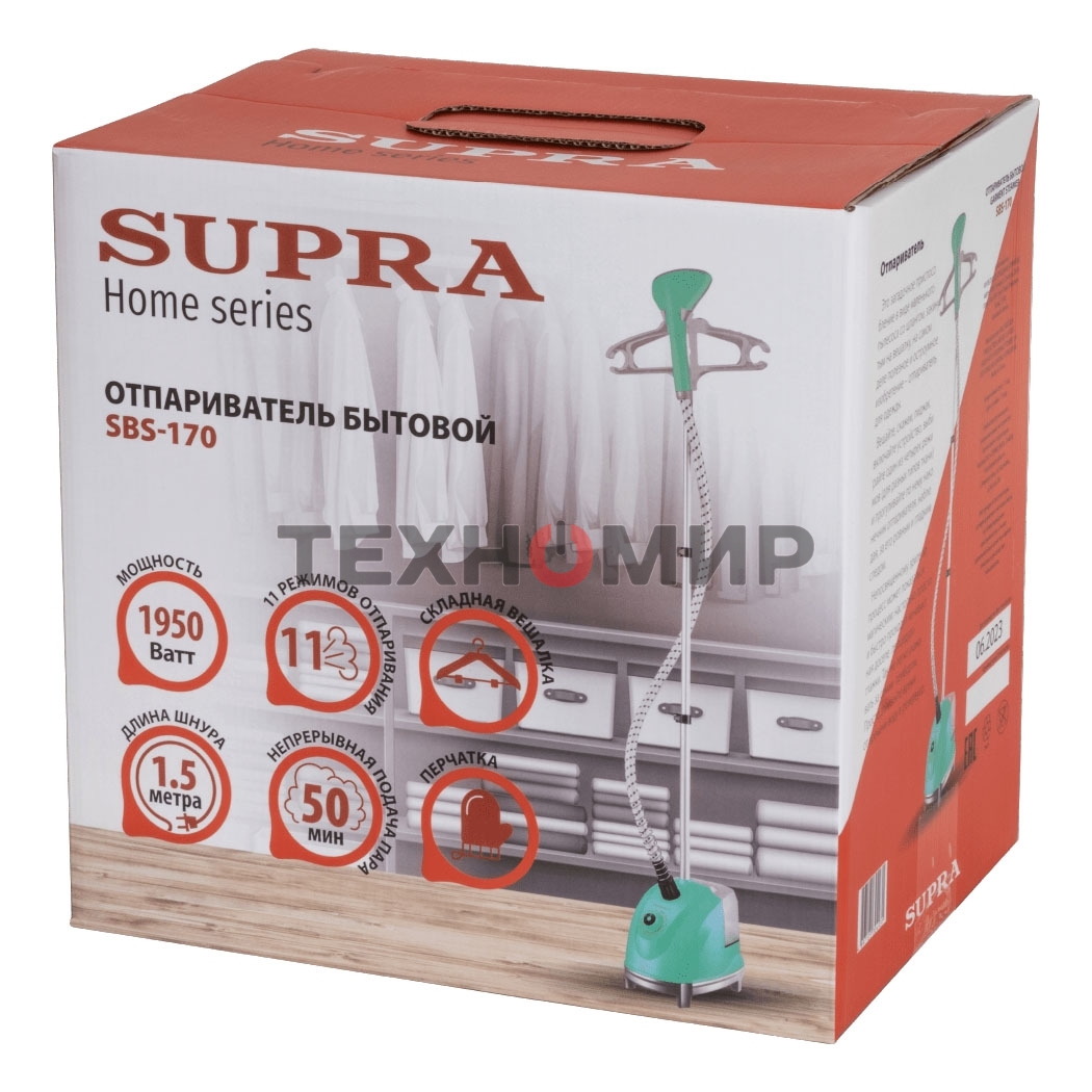 Отпариватель SUPRA SBS-170 мятный, 1950 Вт, 50 г/мин, 1300 мл