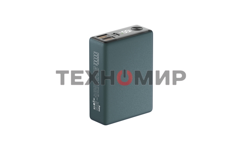 Портативный аккумулятор OLMIO QX-10, 10000mAh, 22.5W, QuickCharge3.0/PowerDelivery, LCD, темно-зеленый