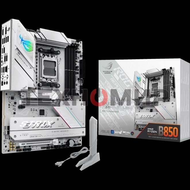 Материнская плата ASUS ROG STRIX B850-A GAMING WIFI, AM5, AMD B850, 4xDDR5, 2xSATA, 4xM.2, 1xPCIe 5.0 x16, 1xPCIe 4.0 x16, 1xPCIe x4, 1xDP, 1xHDMI, 1x2.5Gb LAN, 1xUSB-C 20Gbps, 1xUSB-C 10Gbps, 2xUSB-A 10Gbps, 4xUSB 5Gbps, 2xUSB-A 2.0, 3x3.5 мм, 7.1, ATX