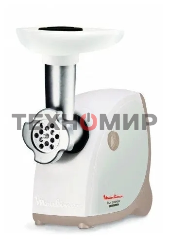 Мясорубка электрическая Moulinex ME476132 белый/бежевый, 2000 Вт, 2.3 кг/мин, защита от перегрузки, насадки - 9