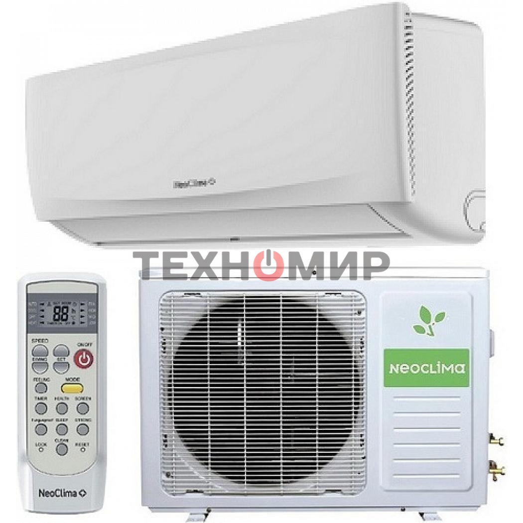 Кондиционер сплит-система Neoclima NS/NU-HAX28R 28000 BTU, 80 м², 37/48 дБ, охлаждение, обогрев, осушение, белый