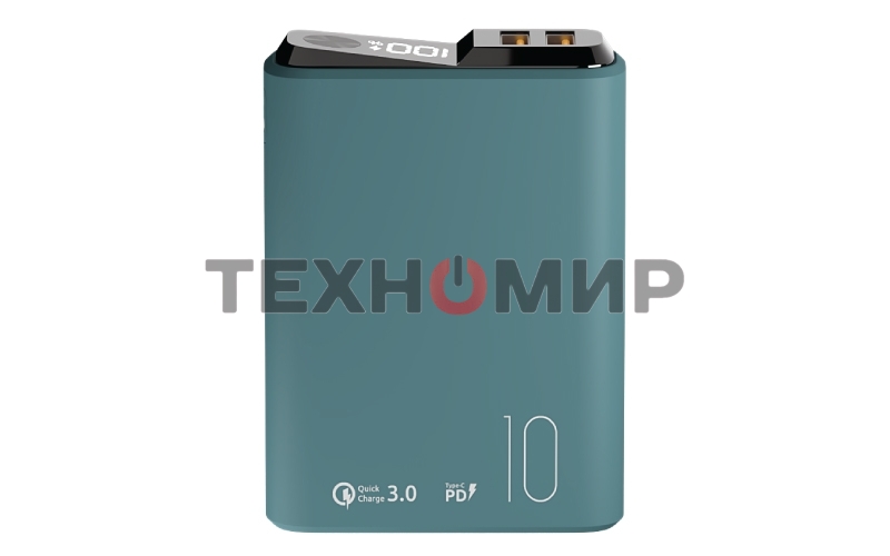 Портативный аккумулятор OLMIO QS-10, 10000mAh, 22.5W QuickCharge3.0/PowerDelivery, LCD, темно-зеленый