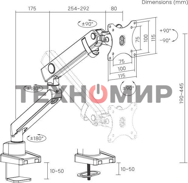 Кронштейн для мониторов Ultramounts UM709 черный 17