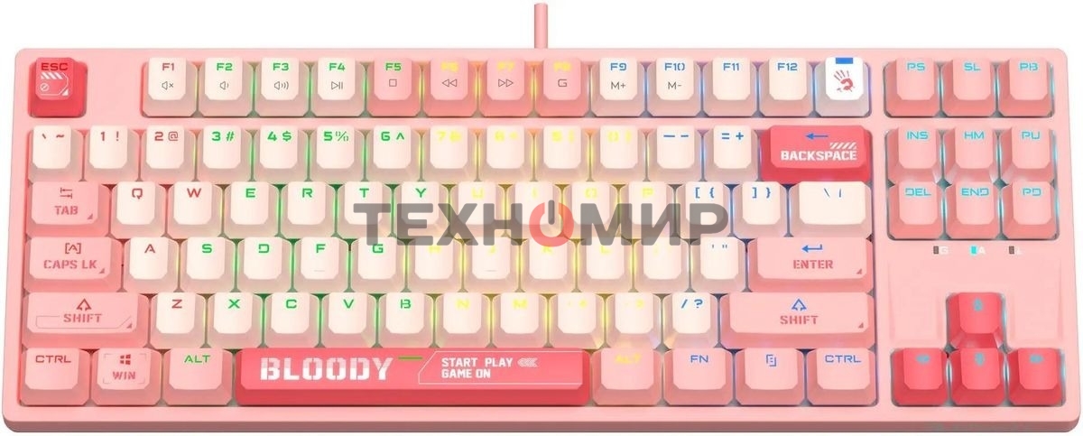 Клавиатура проводная A4Tech Bloody S87 Energy (S87 USB ENERGY PINK) USB розовый