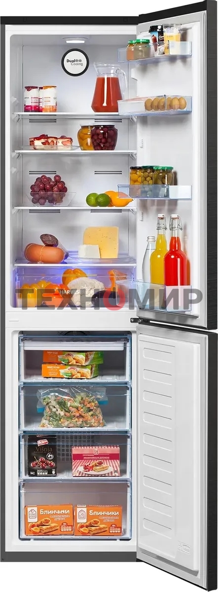 Холодильник Beko B3R0CNK332HXBR черный сапфир двухкамерный 200/100л морозилка снизу, No Frost