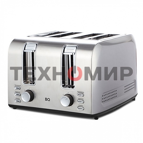 Тостер BQ T2001 Steel-Black, Мощность 1500 Вт, 7 степеней поджаривания, Функция подогрева, разморозки и 