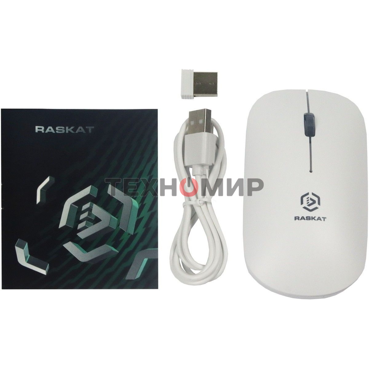 Мышь беспроводная Raskat M003WR белый, 2400 dpi, радиоканал, Bluetooth, USB, кнопки - 3