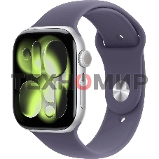 Умные часы Apple Watch Series 11 A3333 46мм OLED корп.серебристый Sport Band рем.фиолетовый разм.брасл.:M/L (MEVA4AM/A)