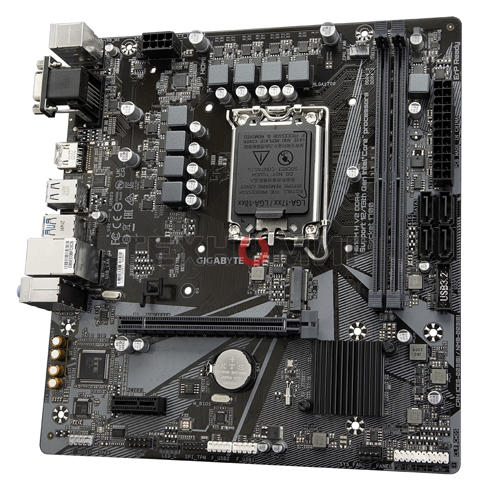 Материнская плата Gigabyte H610M H V2, LGA 1700, Intel H610, 2xDDR5, 4xSATA, 1xM.2, 1xPCIe 4.0 x16, 1xPCIe x1, 1xHDMI, 1xVGA, 1x 1Gb LAN, 2xUSB-A 3.2 Gen 1, 4xUSB-A 2.0, 3x 3.5 мм, 7.1, mATX