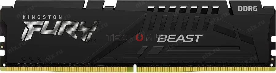 Оперативная память Kingston Fury Beast, DDR5, 16Gb (1x16Gb), 6400MHz, CL32, DIMM, с радиатором, черный
