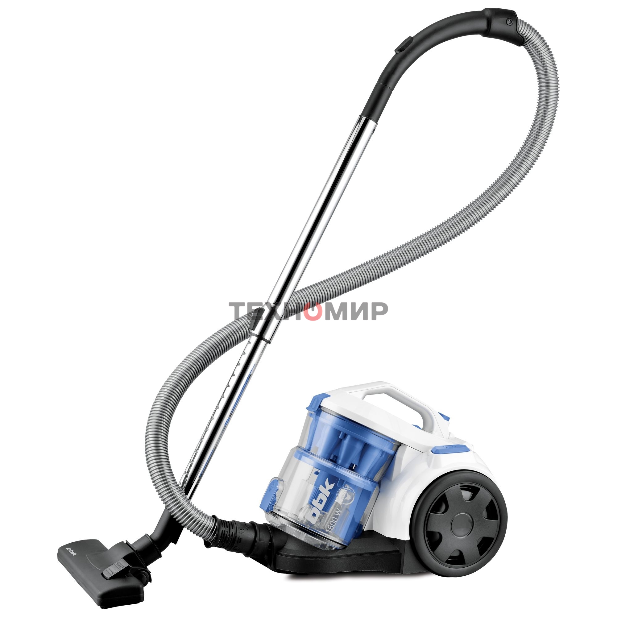 Пылесос BBK BV1501 белый/синий, 300/1600 Вт, уборка сухая, пылесборник контейнер 2 л