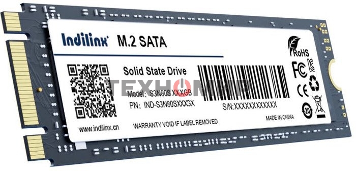 Накопитель SSD Indilinx IND-4XN80S, 1Tb, PCIe 3.0 x4, M.2 2280, NVMe, R/W 2300/1600