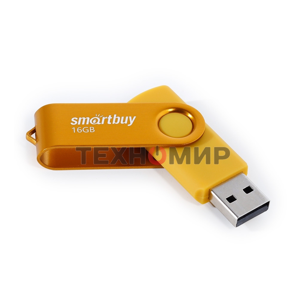 Флешка USB Smartbuy Twist Yellow (SB016 Gb2TWY), 16Gb, USB 2.0, R/W 15/7, желтый