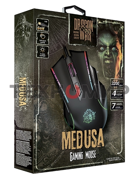 Мышь проводная Qumo Medusa M81 черный, 3200 dpi, USB, кнопки - 7