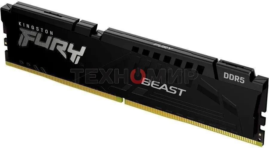 Оперативная память Kingston Fury Beast, DDR5, 16Gb (1x16Gb), 6400MHz, CL32, DIMM, с радиатором, черный