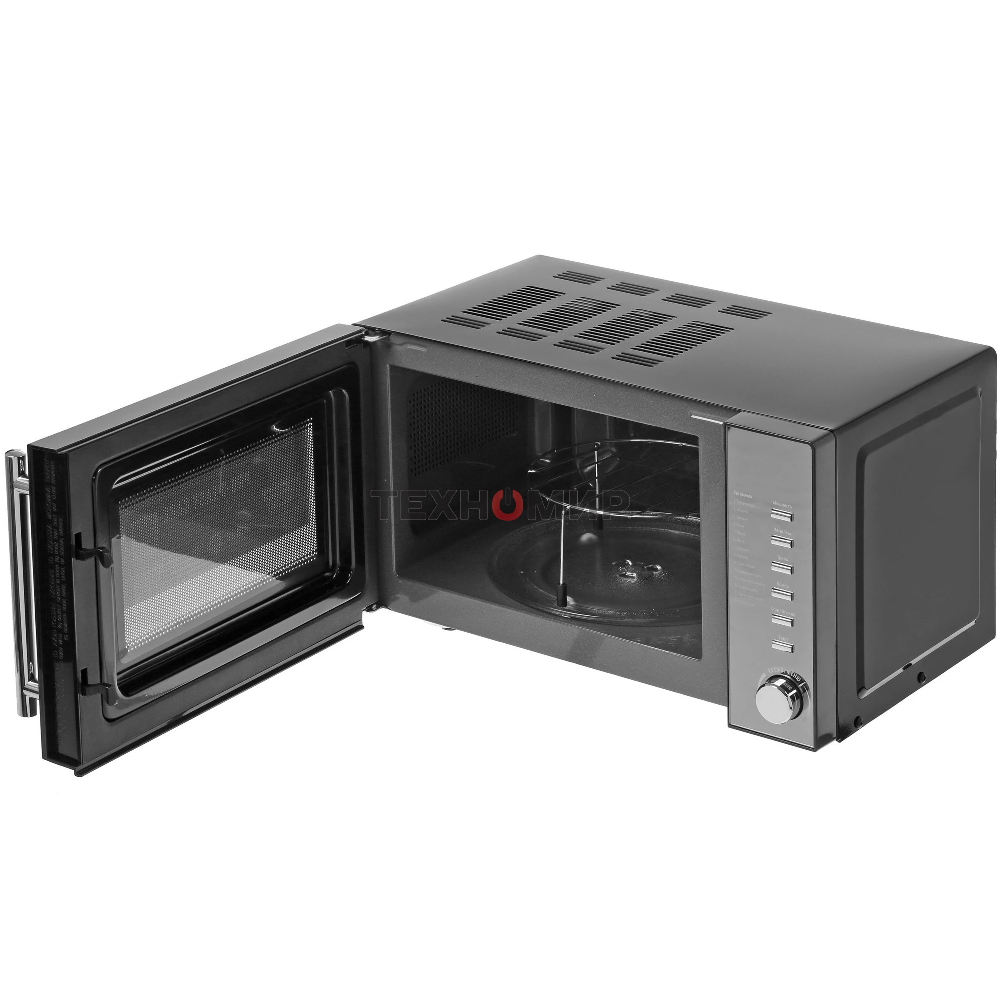 Микроволновая печь Polaris PMO 2002DG RUS черный, 20 л, 700 Вт, переключатели - кнопки, поворотный механизм