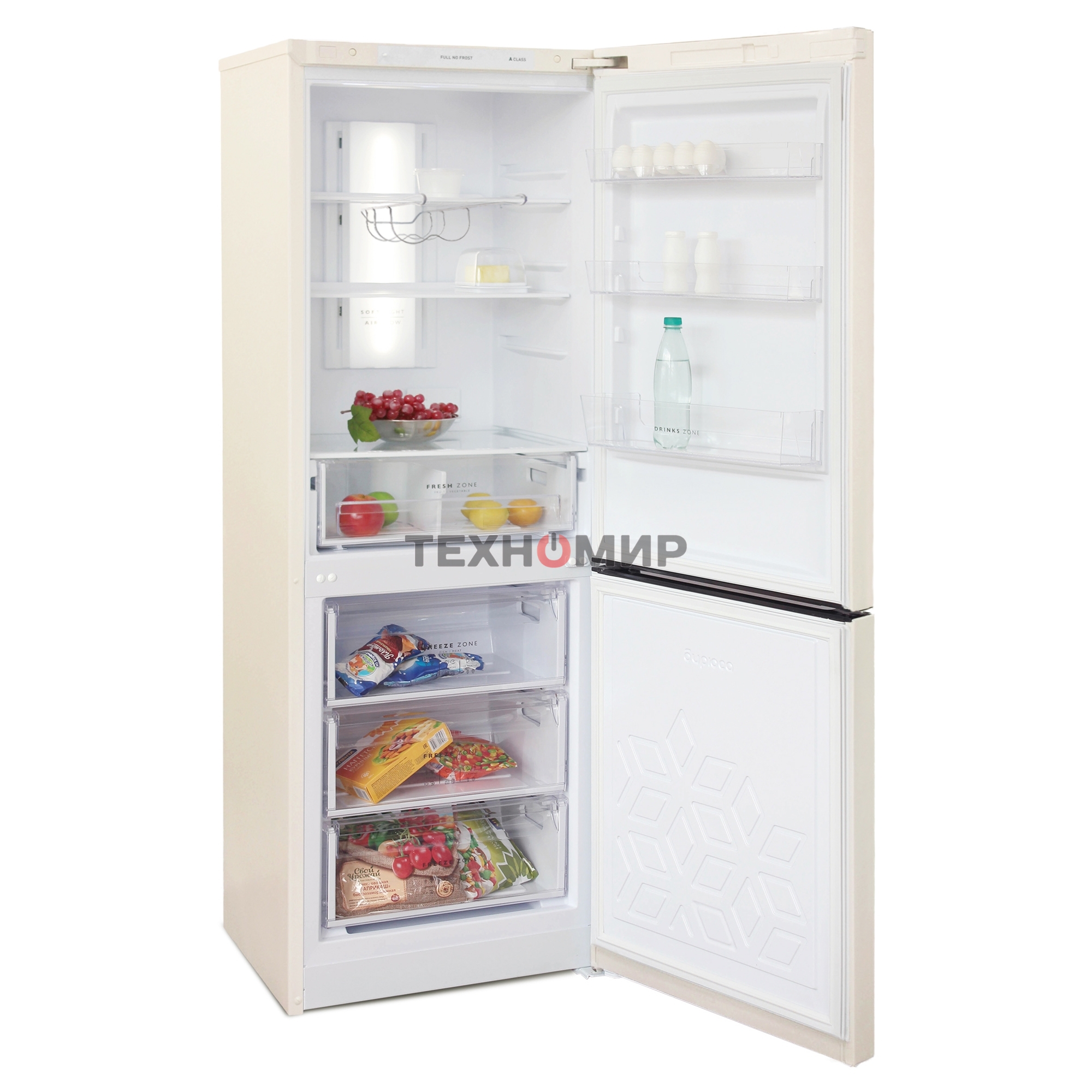 Холодильник Бирюса B-G920NF бежевый двухкамерный 210/100 л морозилка снизу, No Frost