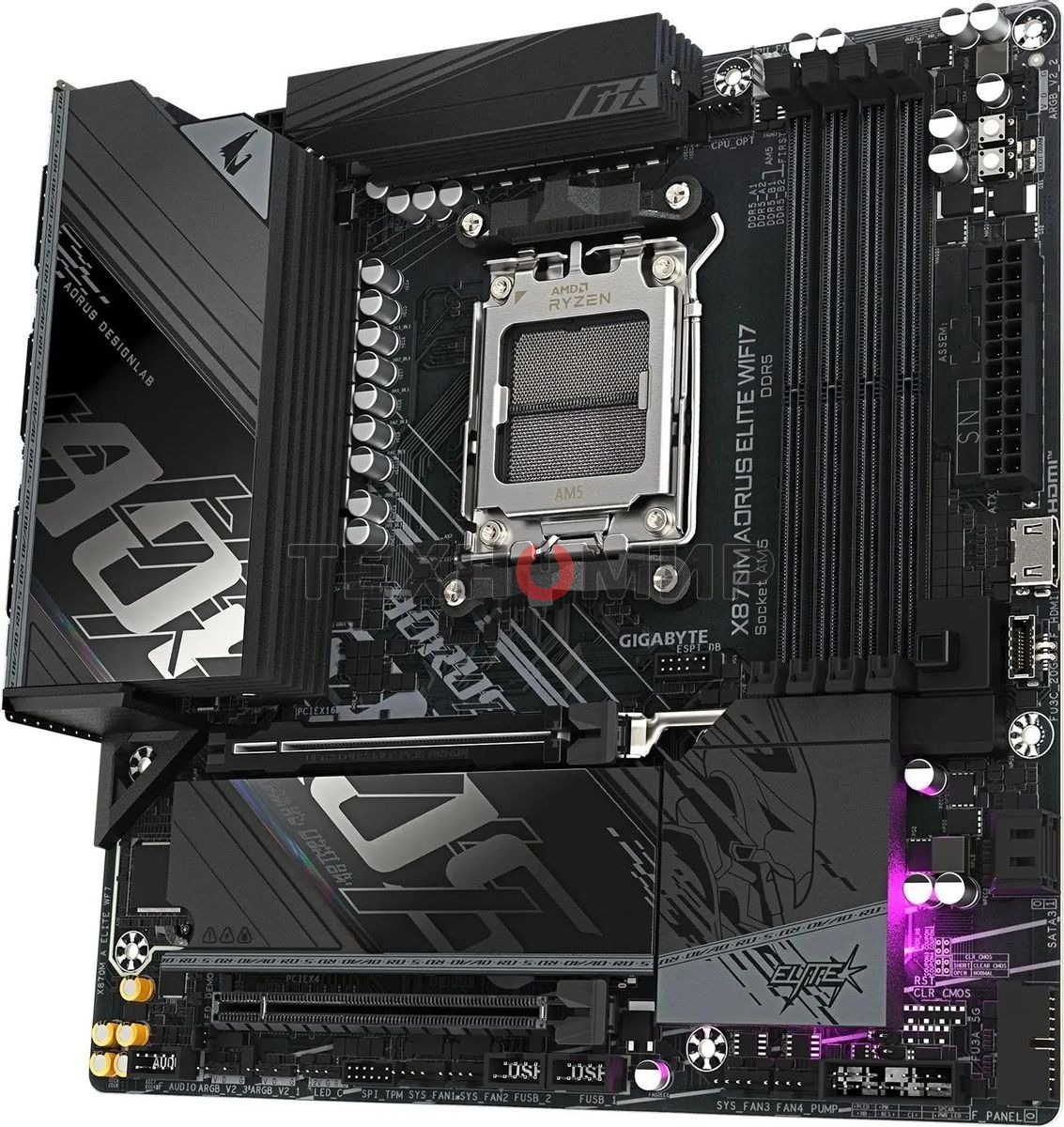 Материнская плата Gigabyte X870M AORUS ELITE WIFI7, AM5, AMD X870, 4xDDR5, 4xSATA, 4xM.2, 1xPCIe 5.0 x16, 1xPCIe 4.0 x4, 1xPCIe 3.0 x2, 1xHDMI, 2xUSB Type-C, 1x2.5Gb LAN, Wi-Fi 7, Bluetooth 5.4, 2xUSB-C USB4, 2xUSB-A 10Gbps, 4xUSB-A 5Gbps, 4xUSB-A 2.0, S/