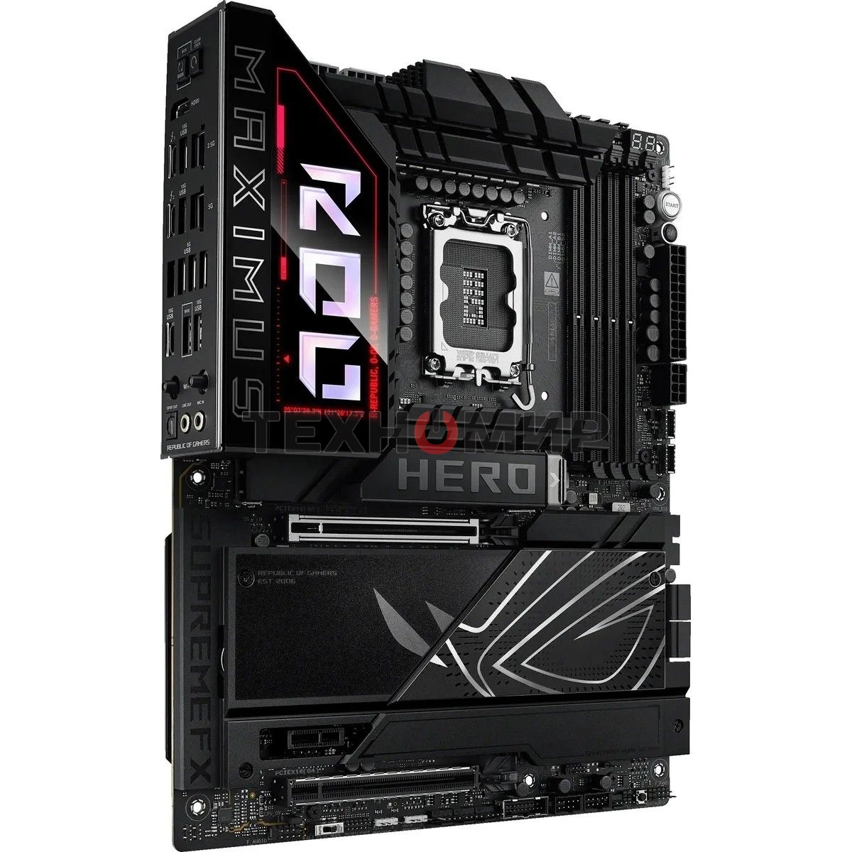 Материнская плата ASUS ROG MAXIMUS Z890 HERO, LGA 1851, Intel Z890, 4xDDR5, 4xSATA, 6xM.2, 1xPCIe 5.0 x16, 1xPCIe 4.0 x4, 1xPCIe x1, 1xHDMI, 2xUSB-C (видеовыход), 4xUSB-A 3.2 Gen 1, 4xUSB-A 3.2 Gen 2, 1xUSB-C 3.2 Gen 2, 2xUSB-C Thunderbolt 4, 2x 5Gb LAN, 