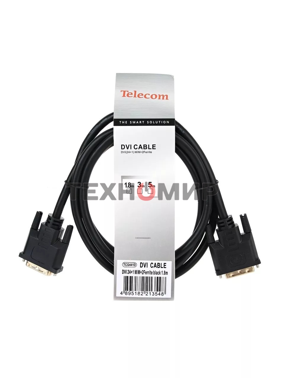 Кабель DVI-D--DVI-D Dual link 25M/25M, экран, феррит.кольца, 1.8м Telecom TCG441D-1.8M