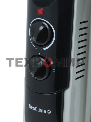 Обогреватель масляный Neoclima NC 9311, белый/черный, 2500 Вт, 25 м2, термостат