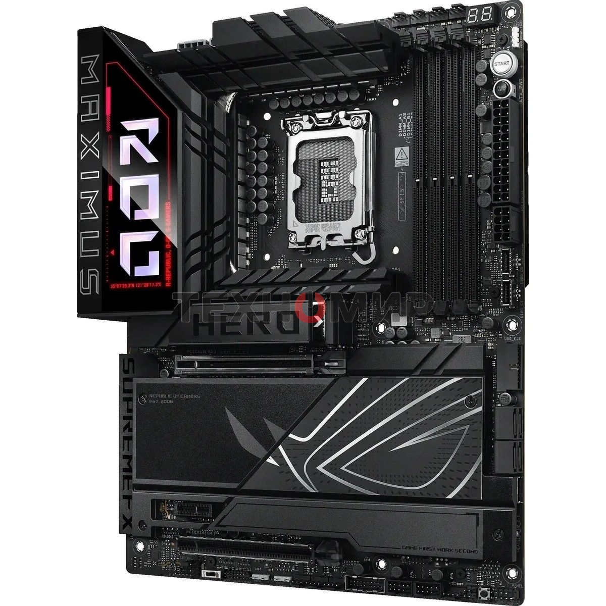 Материнская плата ASUS ROG MAXIMUS Z890 HERO, LGA 1851, Intel Z890, 4xDDR5, 4xSATA, 6xM.2, 1xPCIe 5.0 x16, 1xPCIe 4.0 x4, 1xPCIe x1, 1xHDMI, 2xUSB-C (видеовыход), 4xUSB-A 3.2 Gen 1, 4xUSB-A 3.2 Gen 2, 1xUSB-C 3.2 Gen 2, 2xUSB-C Thunderbolt 4, 2x 5Gb LAN, 